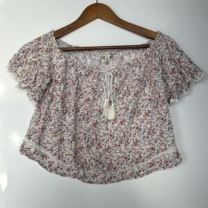 American Eagle Outfitters Womens Off-the-Shoulder Crop Floral Blouse Shirt XXS